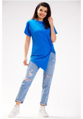 Modré asymetrické triko s krátkým rukávem