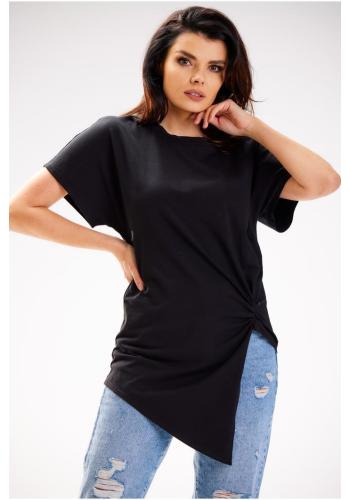 Asymetrické černé tričko s krátkým rukávem