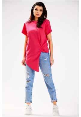 Dámské asymetrické tričko růžové barvy