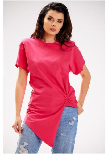 Dámské asymetrické tričko růžové barvy