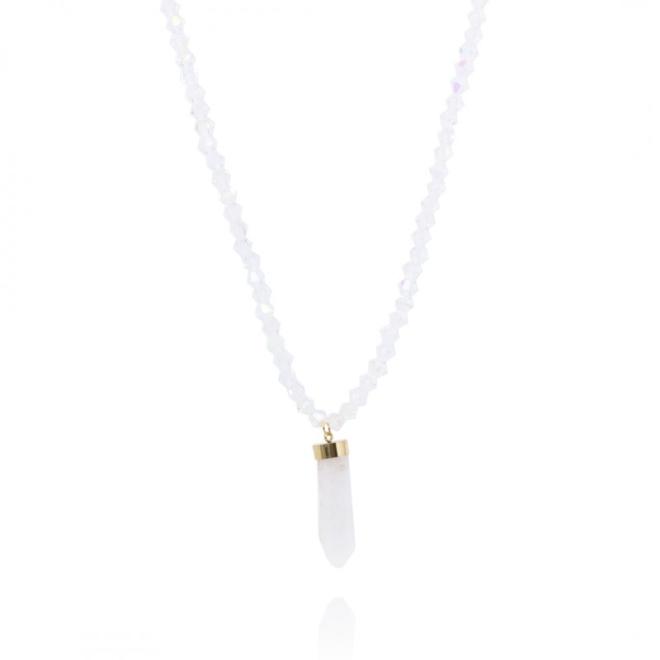 Pozlacený náhrdelník s bílým krystalem