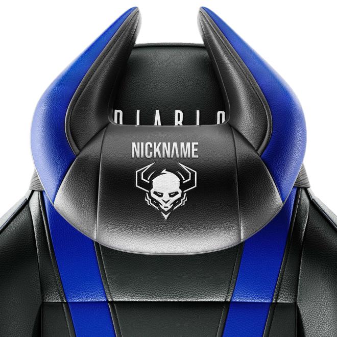 Záhlavní černo-modrý polštář Diablo Chairs X-Horn