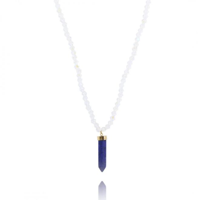 Pozlacený náhrdelník s modrým krystalem