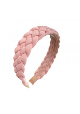 Pletená čelenka v růžové barvě