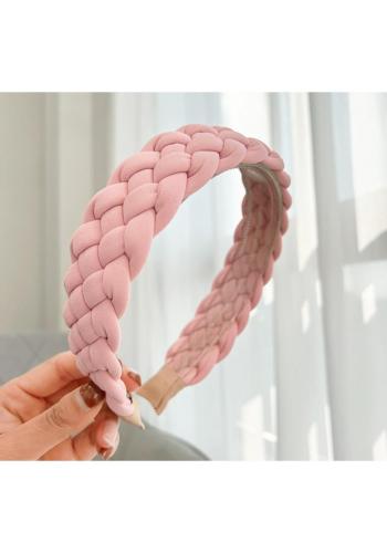 Pletená čelenka v růžové barvě