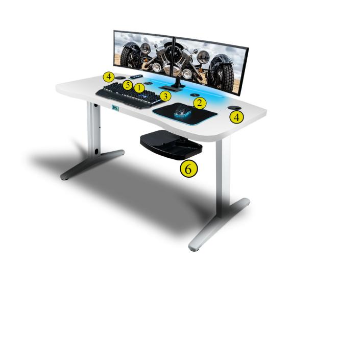 Herní stůl FURY E36 s bílou deskou