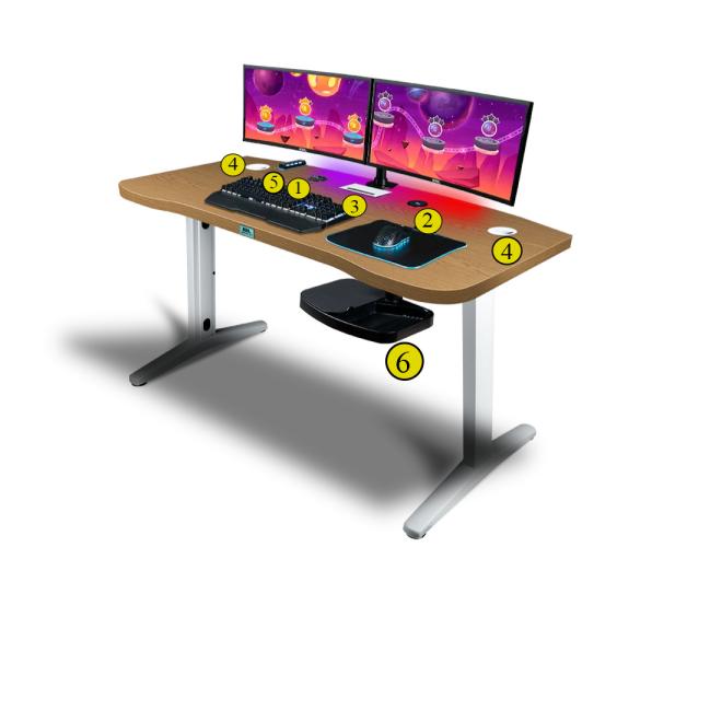 Herní stůl FURY E36 s deskou světlý dub