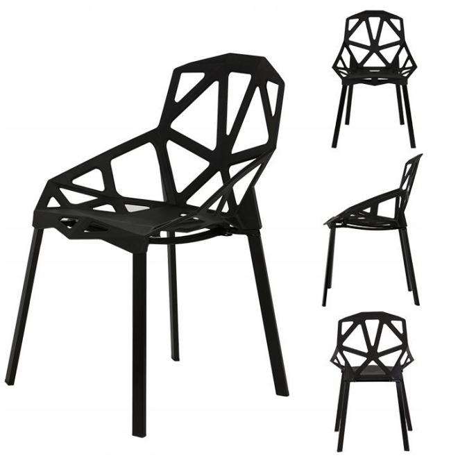 Sada 4 černých moderních židlí