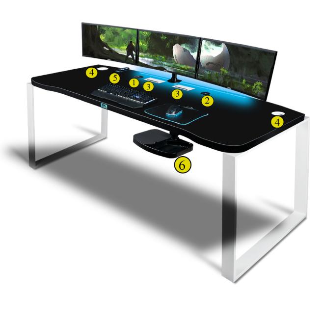 Herní stůl LOFT STYLE E36 XXL s černou deskou