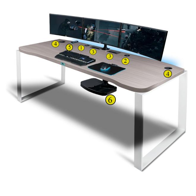 Herní stůl LOFT STYLE E36 XXL s deskou jasan verona