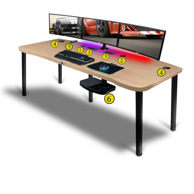 Herní stůl BLADE E36 XXL s javorovou deskou