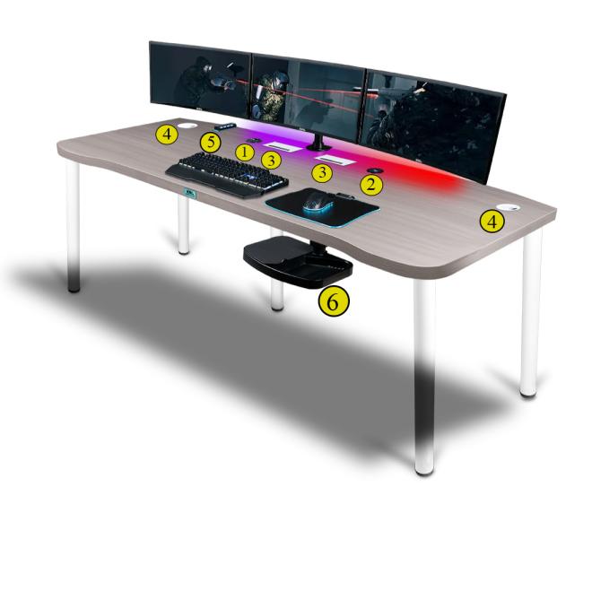 Herní stůl BLADE E36 XXL s deskou jasan verona