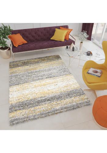 Shaggy koberec ve žluto - šedé barvě