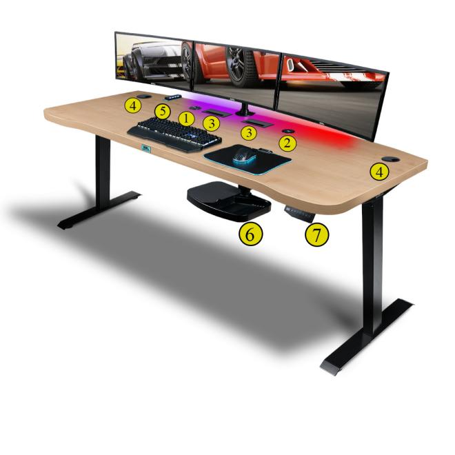 Herní stůl ELECTRO KING E36 XXL s javorovou deskou