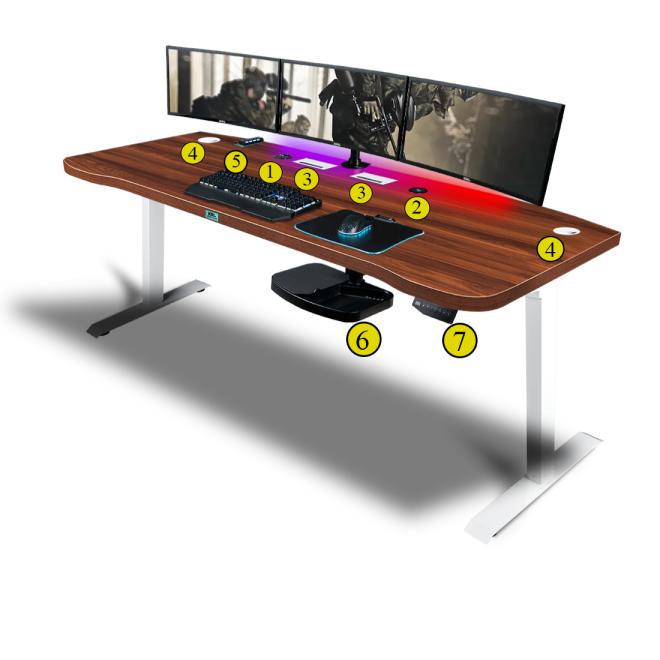 Herní stůl ELECTRO KING E36 XXL s deskou ořech californie