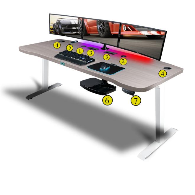 Herní stůl ELECTRO KING E36 XXL s deskou jasan verona
