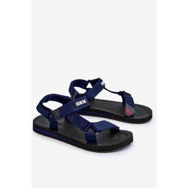 Tmavě modré pánské sandály na suchý zip