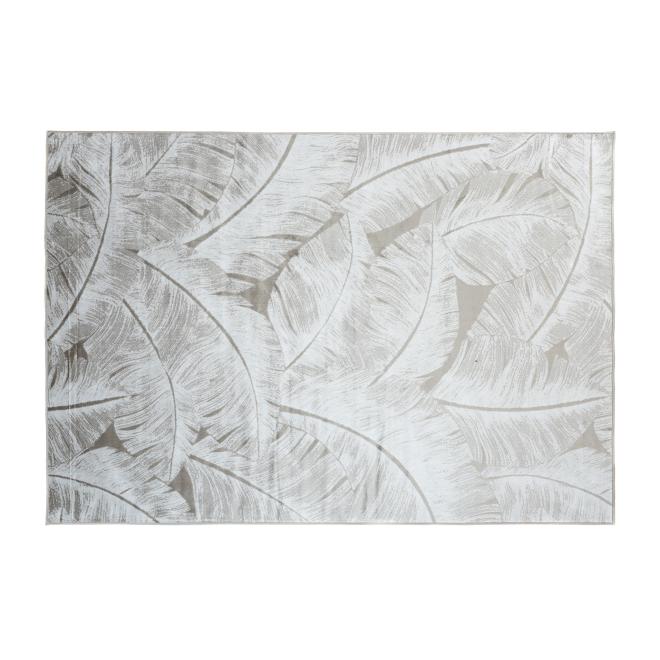 Stříbrný moderní koberec s listy
