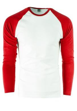 Bílo-červené pánské tričko s dlouhým rukávem