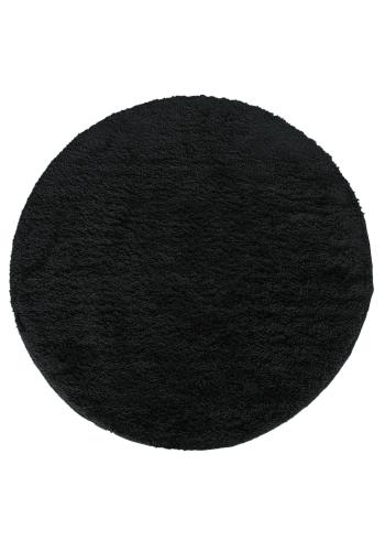Kulatý shaggy koberec v černé barvě