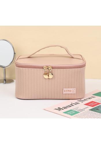 Růžový kosmetický kufřík s prošíváním