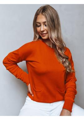 Oranžový dámský svetr s kapsami