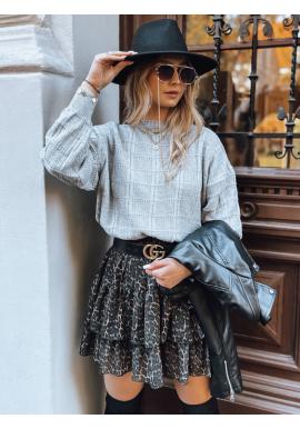 Oversize dámský svetr v šedé barvě