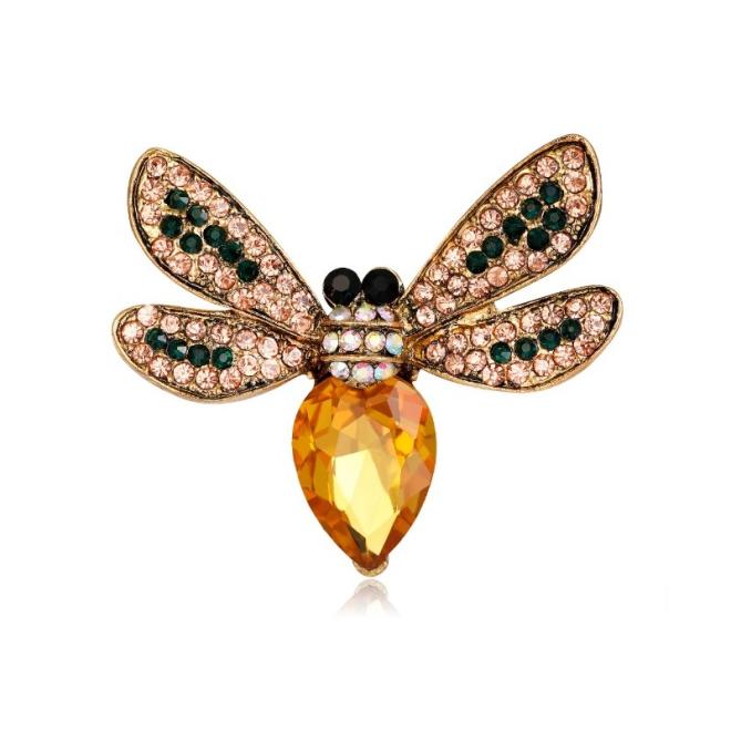 Ozdobná brož zlatý hmyz s krystaly
