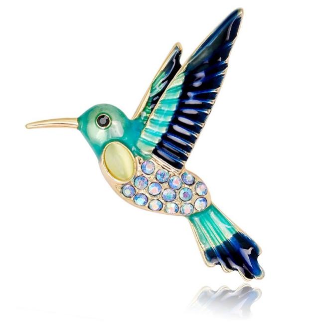 Elegantní brož kolibřík s krystaly