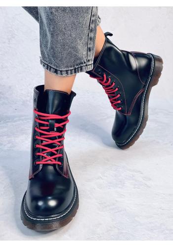 Černé dámské boty s červenou nití