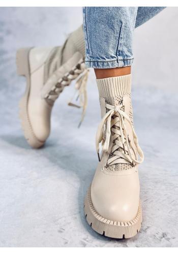 Béžové dámské boty se svetrovým svrškem