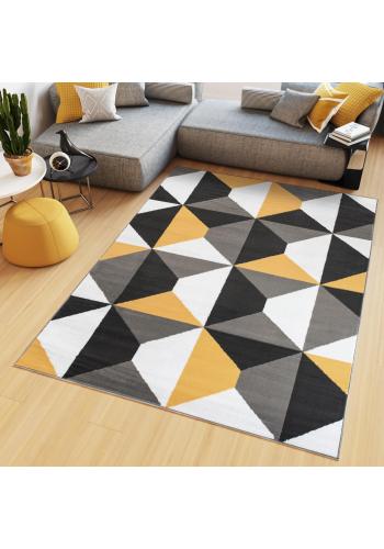 Moderní šedo-žlutý koberec se vzorem