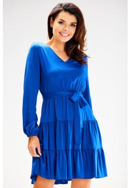 Modré dámské šaty s volány