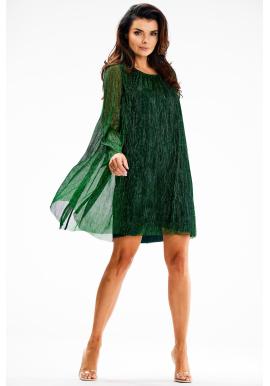 Dámské zelené síťované šaty s dlouhým rukávem