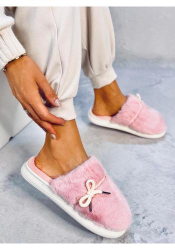Dámské růžové kožešinové pantofle
