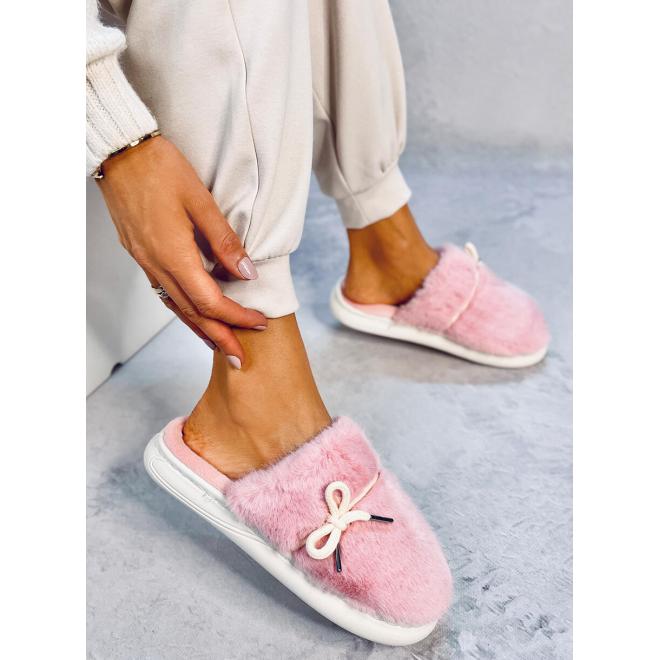 Dámské růžové kožešinové pantofle