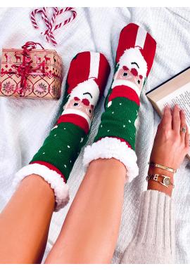 Zelené vánoční ponožky se Santou