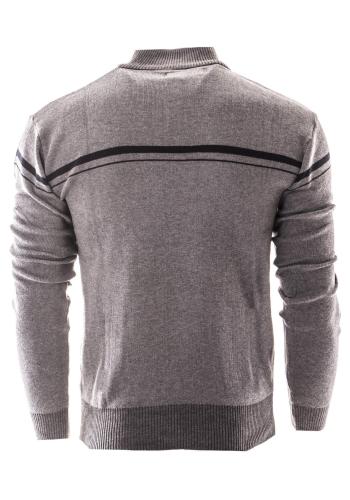 Pánský tmavě šedý svetr s výstřihem na zip