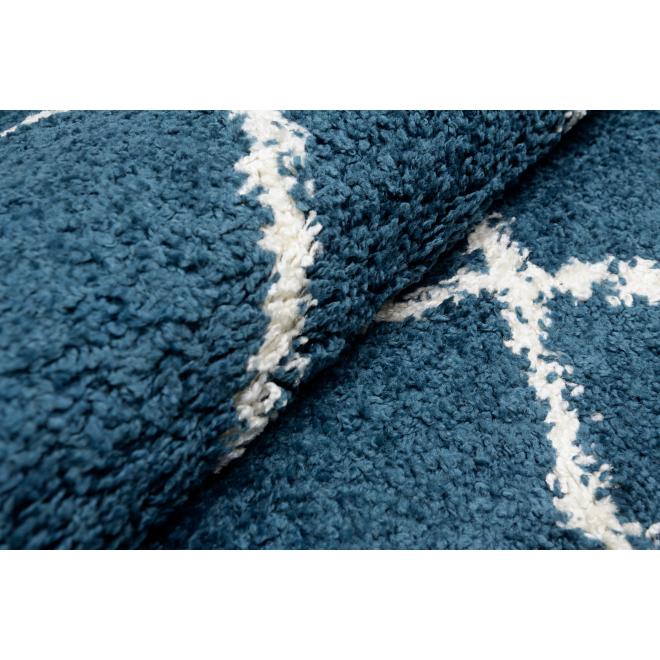 Shaggy koberec v modré barvě se vzorem