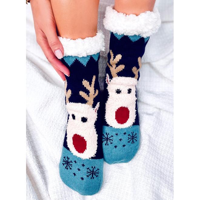 Vánoční tmavě modré ponožky se sobem