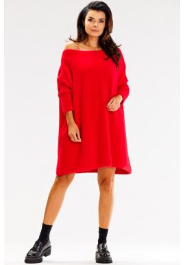Oversize dámský svetr červené barvy