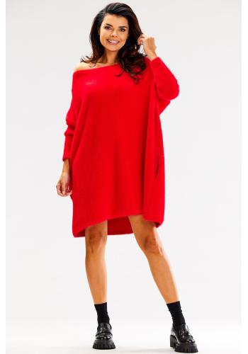Oversize dámský svetr červené barvy