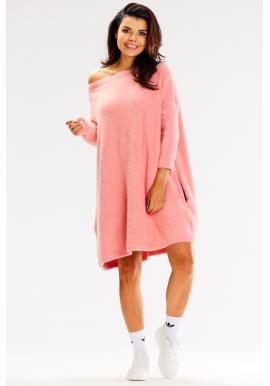 Růžový dámský oversize svetr