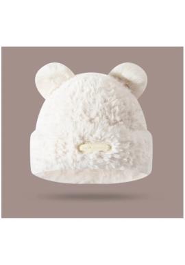 Plyšová bílá čepice s medvědíma ušima