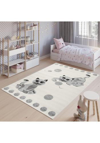Bílo-šedý koberec pro děti s obrázkem