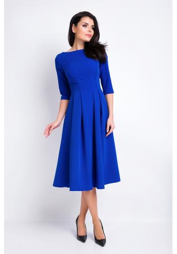 Šaty s rozšířenou sukní v modré barvě