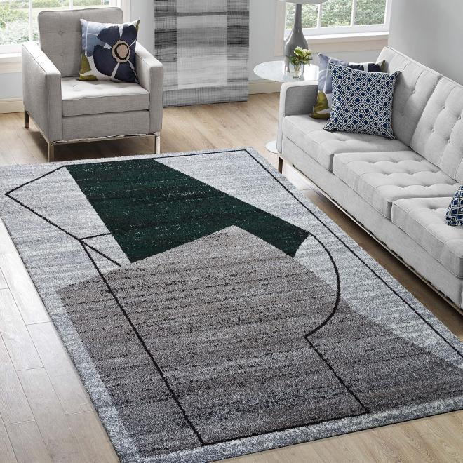 Moderní šedý koberec se vzorem
