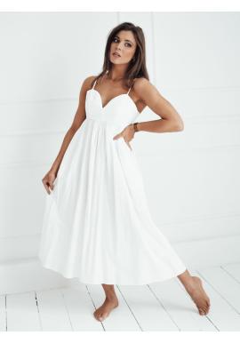 Dámské bílé midi šaty na ramínka
