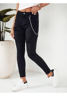 Černé dámské džíny s řetízkem