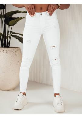 Dámské bílé džíny s dírami